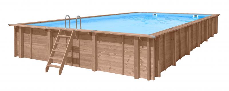 Noppenfolie omzoomd - houten zwembad rechthoekig Deep Water